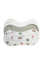 Set of 3 Organic Bamboo Burp & Bib Cloth - The Flying Whale